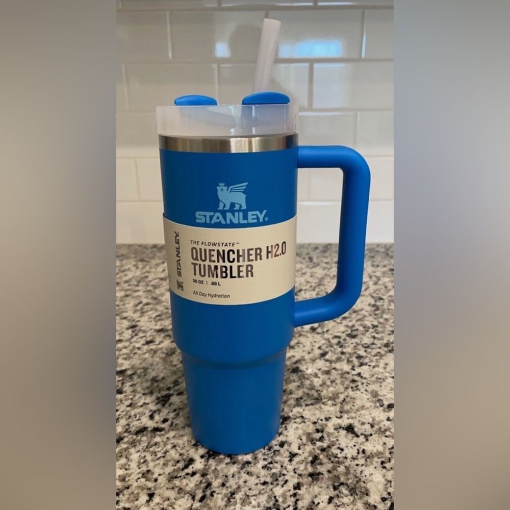 Stanley Blue Insulated Tumbler with Handle and Straw